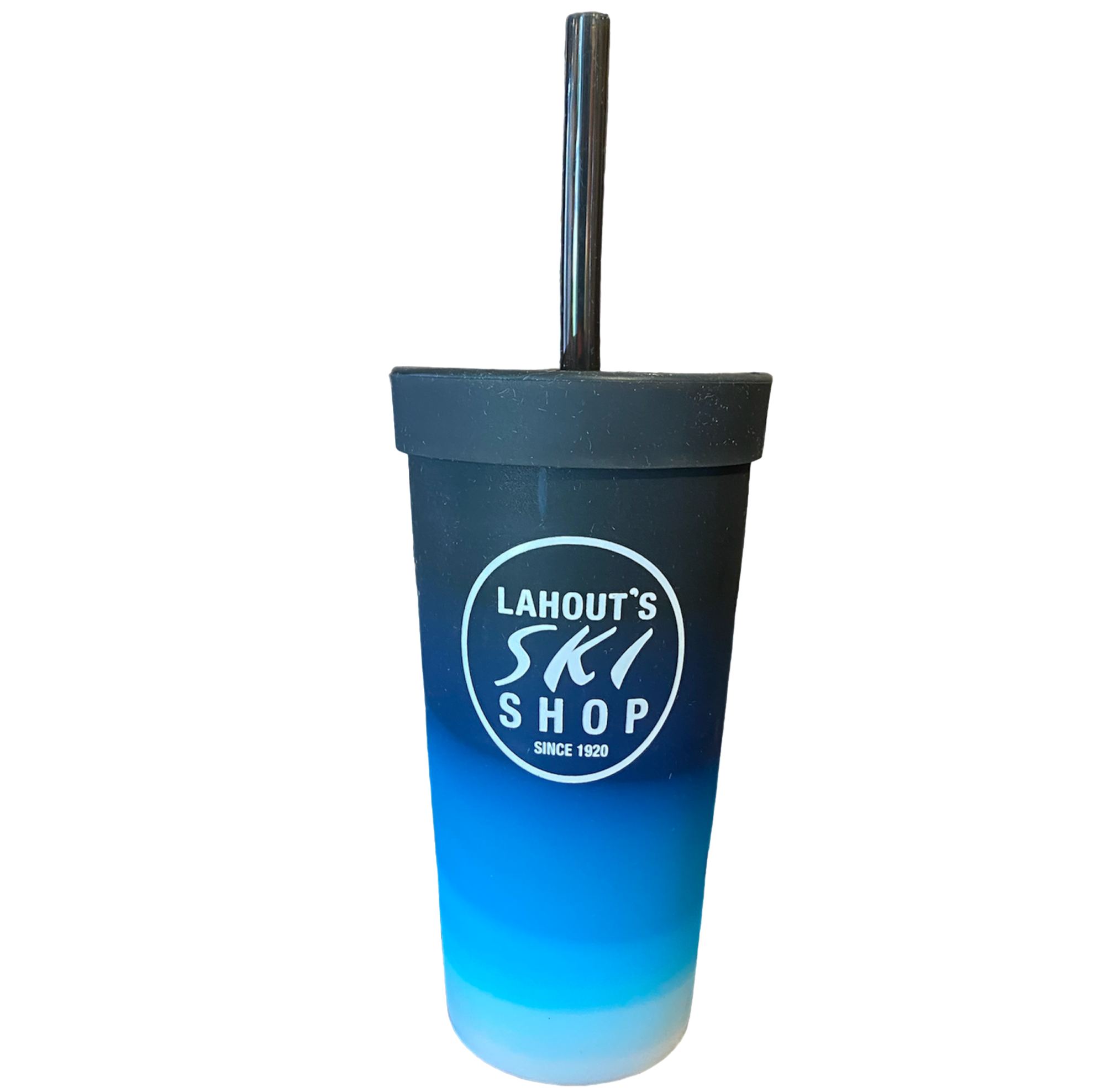 Silipint 22oz Silicone Tumbler with straw in color Mountain Air (Dark Blue hues)