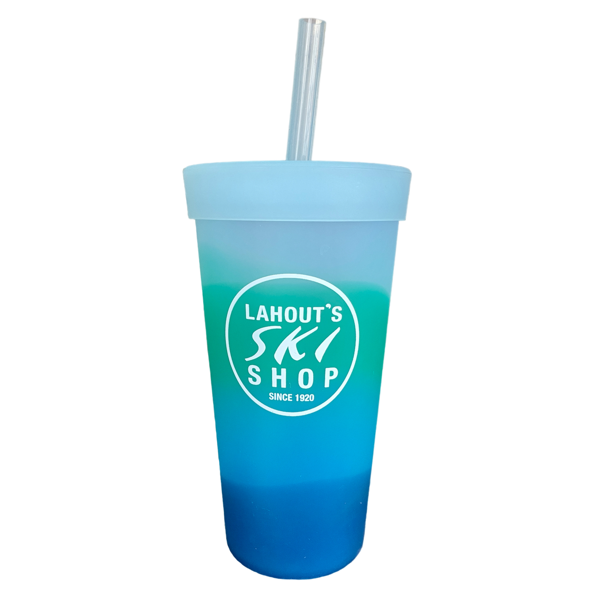 Silipint 22oz Silicone Tumbler with straw in color Mountain Air (Blue hues)