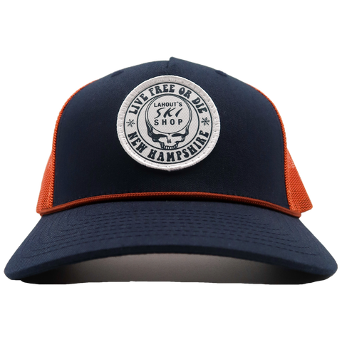 The Larry Five Panel Trucker - Navy/Orange